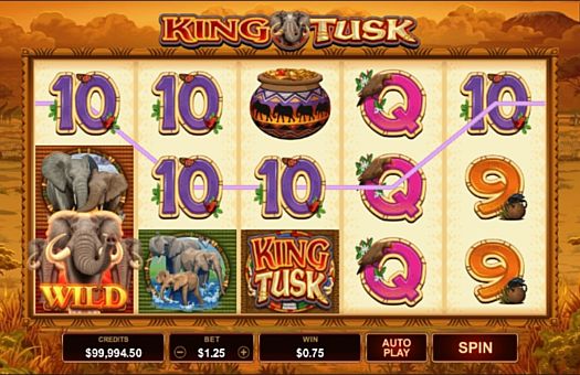 Призовая комбинация символов в игровом автомате King Tusk