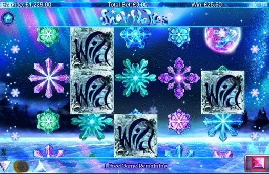 Выпадение знаков Wild в игровом автомате Snowflakes